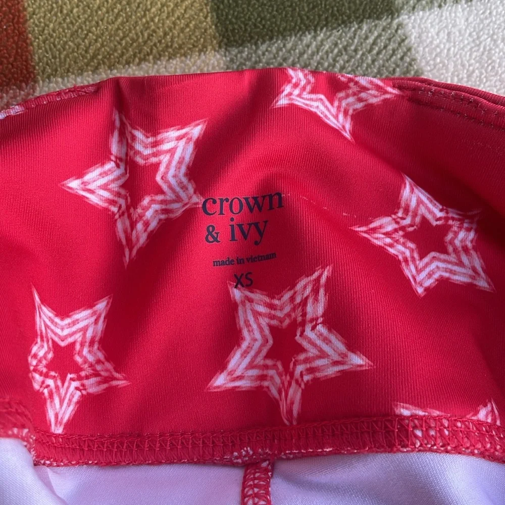 NWT Crown & Ivy‎ Patriotic Red and White Star Bike Shorts XS